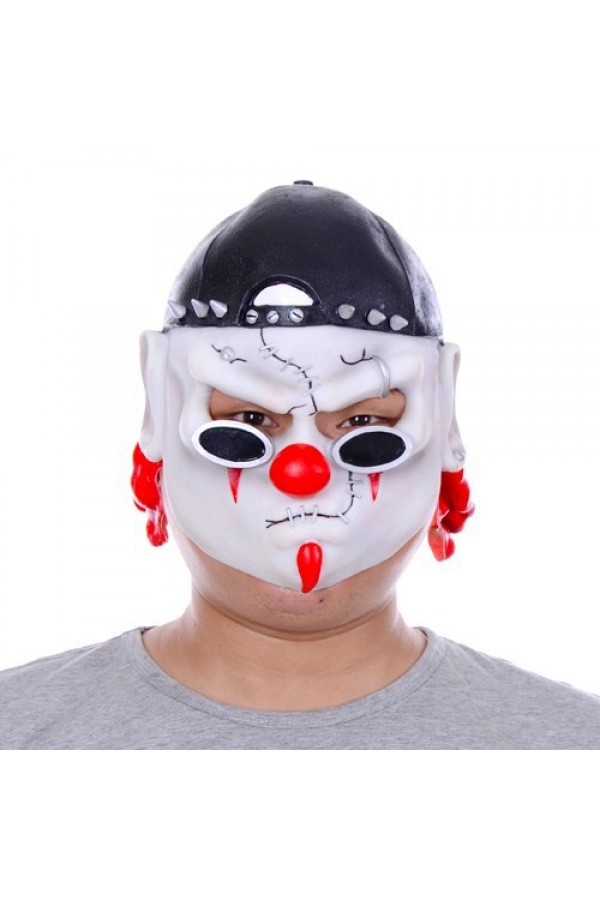 Parti Aksesuar Lateks Şapkalı Gözlüklü Beyaz Maske