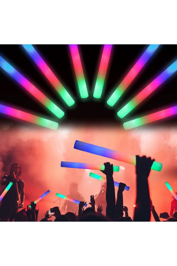 Led Işıklı ( 6 Adet ) 3 Modlu Kauçuk Işıklı Sünger Parti Çubuk Sopa - 46 cm