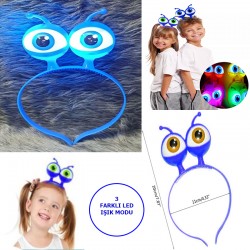 Led Işıklı Pilli 3 Farklı Modda Yanan Uzaylı Göz Parti Tacı Mavi Renk 18x12 cm Led Işıklı Pilli 3 Farklı Modda Yanan Uzaylı Göz Parti Tacı Mavi Renk 18x12 cm