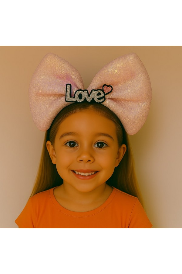 LED Işıklı Love Yazılı Pembe Fiyonk Taç – Kız Çocuk Parti Tacı LED Işıklı Love Yazılı Pembe Fiyonk Taç – Kız Çocuk Parti Tacı