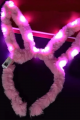 Led Işıklı Peluş Pofuduk Tavşan Kulak Tavşan Taç Pembe 17X23 cm