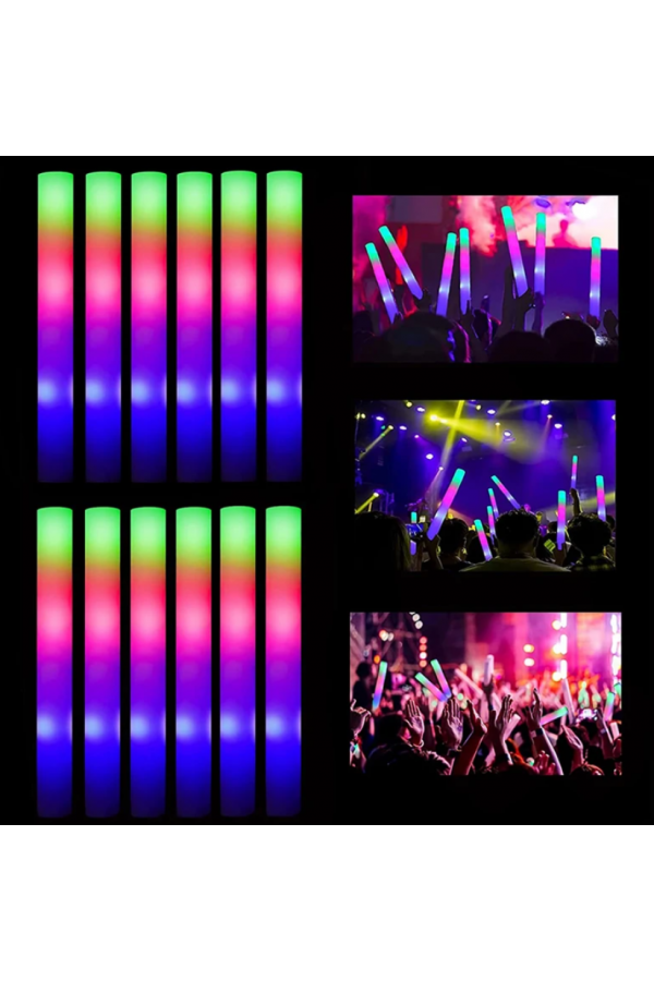 Led Işıklı Rengarenk Sünger Parti Çubuk Işıklı Kauçuk Sopa 46 cm 12 Adet Led Işıklı Rengarenk Sünger Parti Çubuk Işıklı Kauçuk Sopa 46 cm 12 Adet