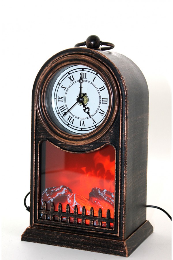 Led Işıklı Saatli Şömine