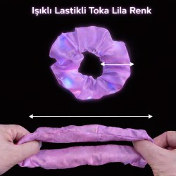 Lila Mor Renk Led Işıklı Lastikli Saç Tokası Lila Mor Renk Led Işıklı Lastikli Saç Tokası