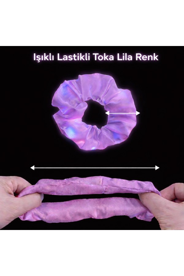 Lila Mor Renk Led Işıklı Lastikli Saç Tokası