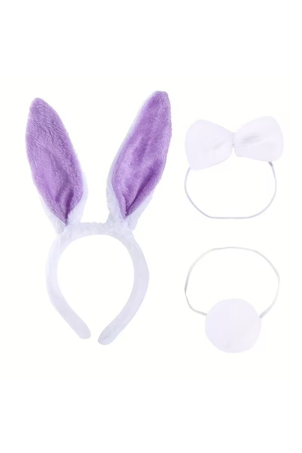 Lila Mor Tavşan Kulak Papyon Kuyruk