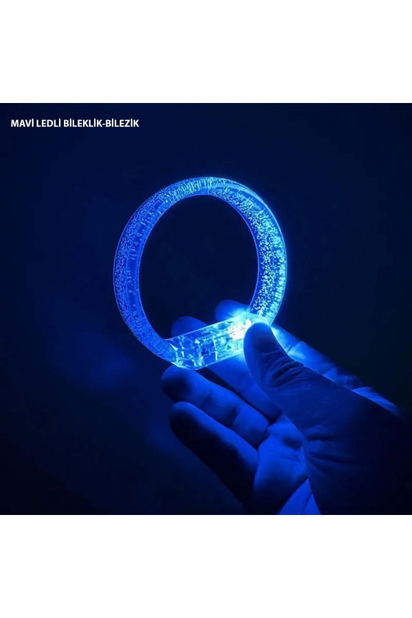 Mavi Led Işıklı Baskı Yapılabilen Pilli Bileklik Bilezik 1,5 cm Genişlik Mavi Led Işıklı Baskı Yapılabilen Pilli Bileklik Bilezik 1,5 cm Genişlik