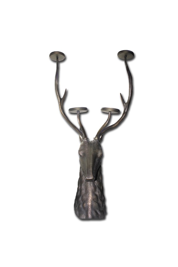 Metal Geyik Büstü Şamdan 112 Cm