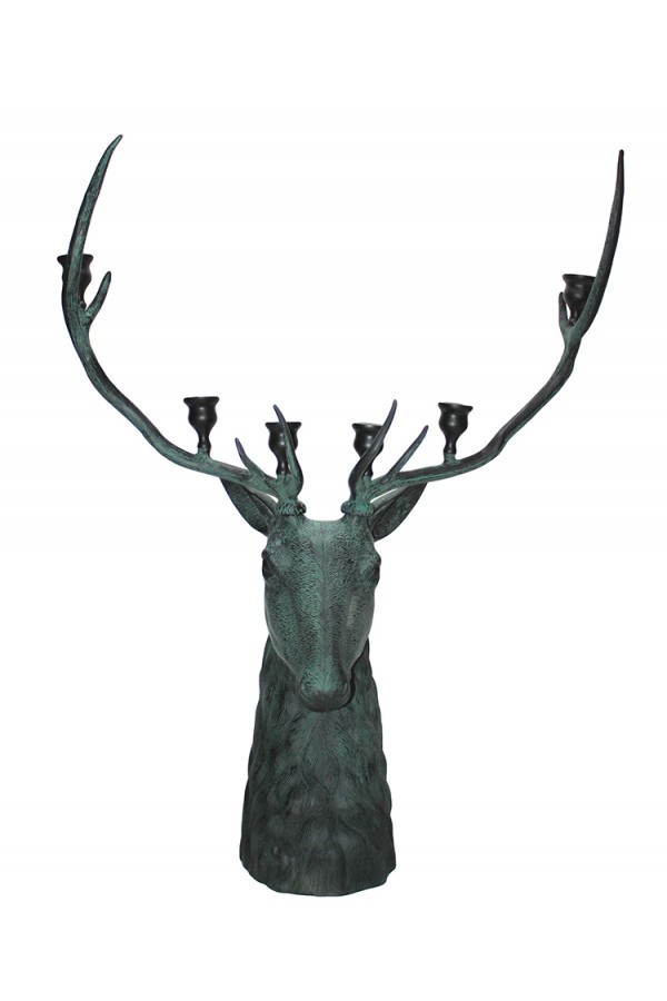 Metal Geyik Büstü Şamdan 136 Cm