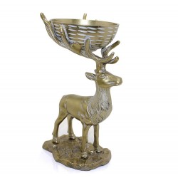 Metal Geyikli Kase 32 Cm Dekoratif Hediyelik