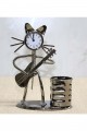 Metal Gitar Çalan Kedi Müzisyen Saat Ve Kalemlik