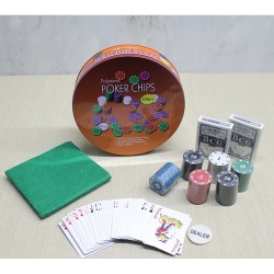 Metal Kutulu 120 Chip Ve 2 Adet İskambil Kağit Setine Sahip Poker Oyunu Metal Kutulu 120 Chip Ve 2 Adet İskambil Kağit Setine Sahip Poker Oyunu