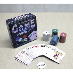 Metal Kutulu 80 Chip Ve 1 Adet İskambil Kağit Setine Sahip Poker Oyunu Metal Kutulu 80 Chip Ve 1 Adet İskambil Kağit Setine Sahip Poker Oyunu