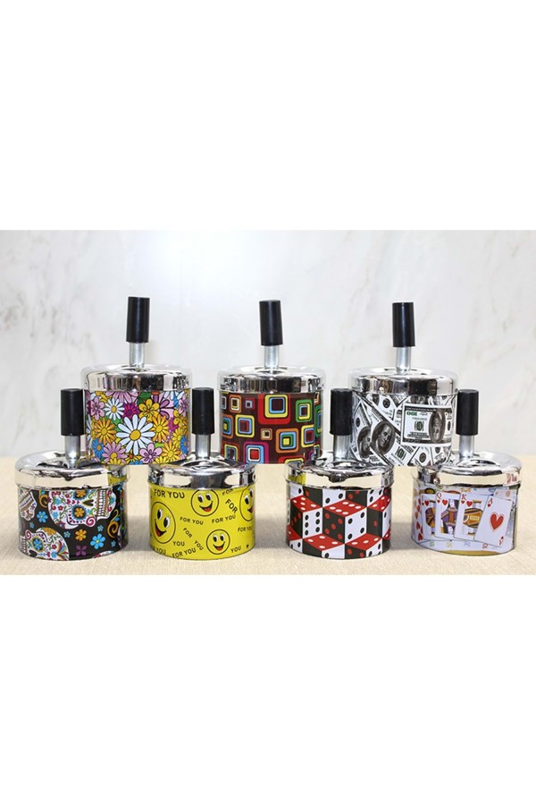 Metal Renkli Basmalı Küllük Yuvarlak