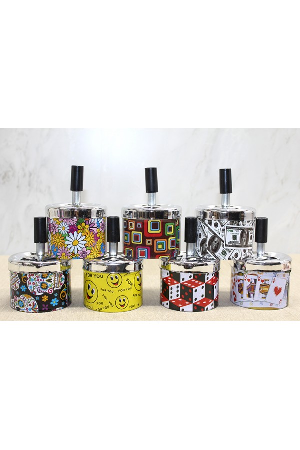 Metal Renkli Basmalı Küllük Yuvarlak