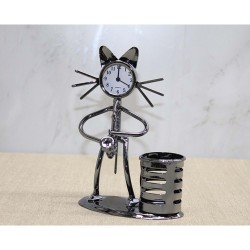 Kedi Müzisyen Saat Ve Kalemlik Kedi Müzisyen Saat Ve Kalemlik