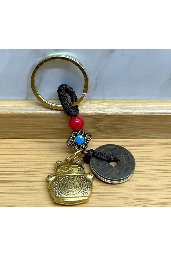 Metal Şans Ve Bereket Kedisi Anahtarlık