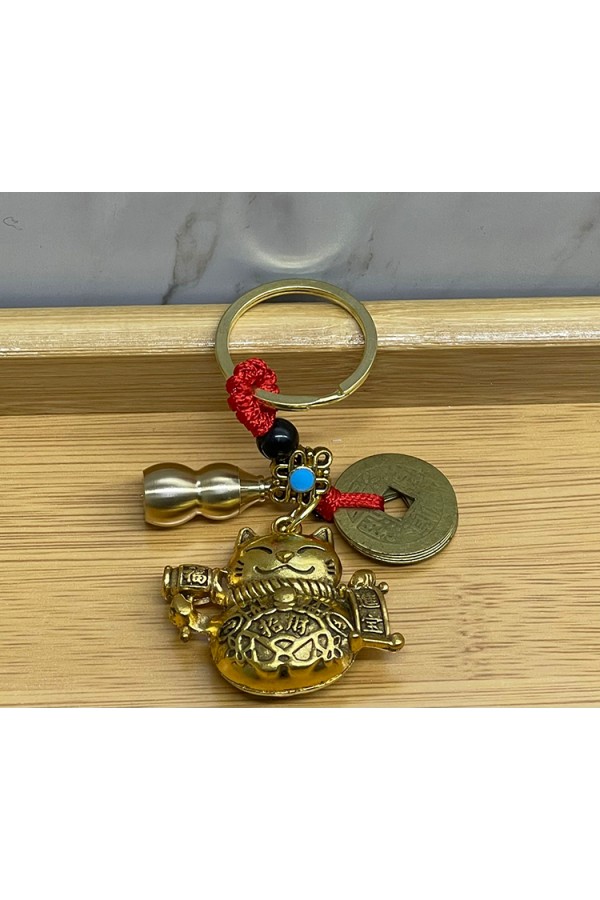 Metal Şans Ve Bereket Kedisi Anahtarlık