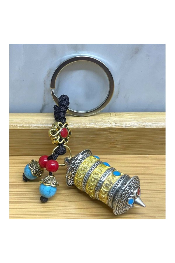 Metal Tibet Dua Çarkı Anahtarlık