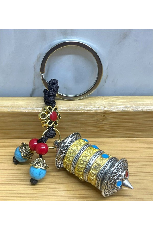 Metal Tibet Şans Çarkı Anahtarlık