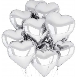 Metalize Parlak Gümüş Kalp Şekilli Uçan Balon Folyo 18 inç 45 cm 10 Adet Metalize Parlak Gümüş Kalp Şekilli Uçan Balon Folyo 18 inç 45 cm 10 Adet