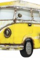 Minibüs Pano Sarı Vintage Dekoratif Ev Ofis Hediyelik