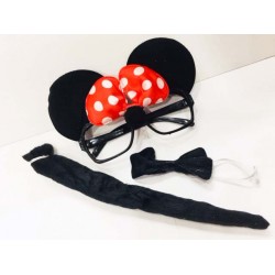 Parti Malzemeleri Minnie Mouse Gözlüğü Papyonu Kuyruğu Seti