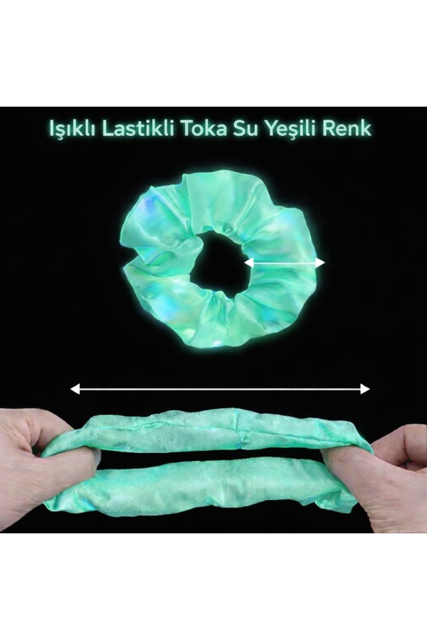 Mint Yeşili Renk Led Işıklı Lastikli Saç Tokası