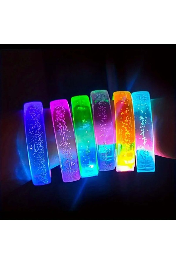 Mor Led Işıklı Baskı Yapılabilen Pilli Bileklik Bilezik 1,5 cm Genişlik