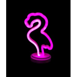 Neon Işıklı Flamingo Yazılı Masa Gece Lambası PİL+USB