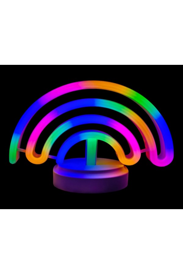 Neon Işıklı Gökkuşağı Masa Gece Lambası Pil+Usb