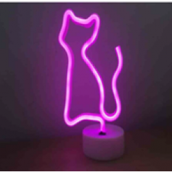 Neon Işıklı Kedi Lamba USB+Pil Dekoratif Aydınlatma
