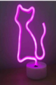 Neon Işıklı Kedi Lamba USB+Pil Dekoratif Aydınlatma