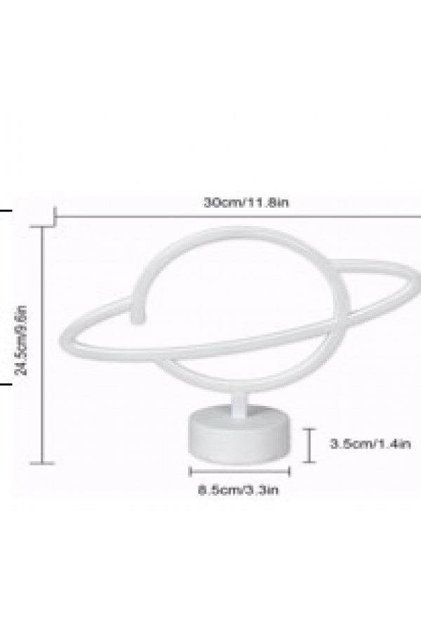 Neon Işıklı Satürn Lamba Pil+Usb
