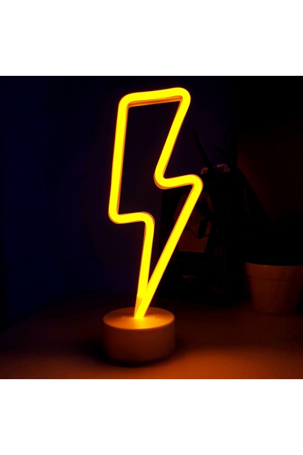 Neon Işıklı Şimşek Lamba USB+Pil Dekoratif Hediyelik