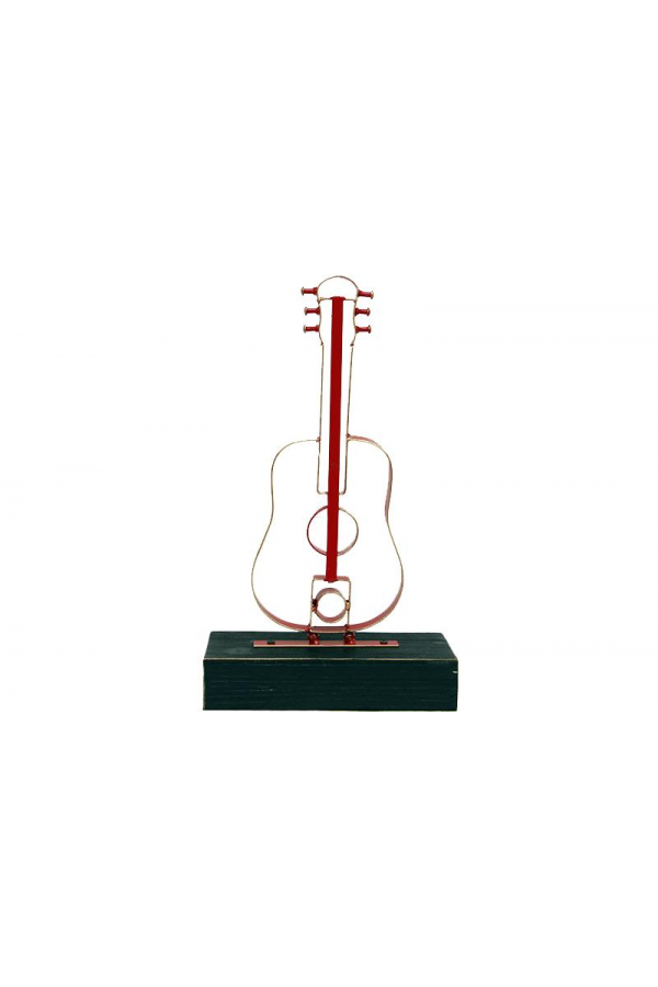 Obje Gitar Ahşap Standlı Biblo Dekoratif Ev Ofis Hediyelik