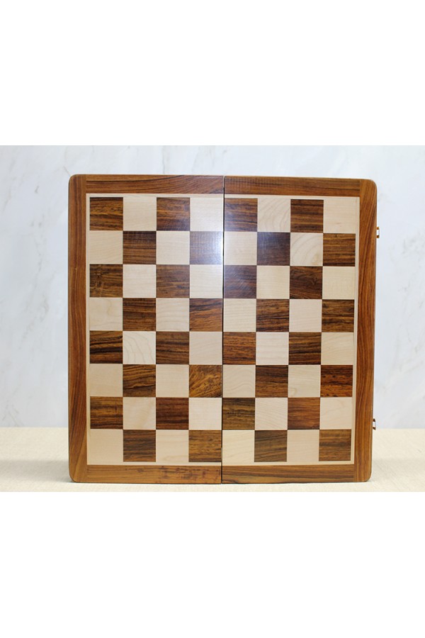 Özel Vernikli Mıknatıs Taşlı Ahşap Katlanabilir Kutulu Satranç Oyunu 30 Cm