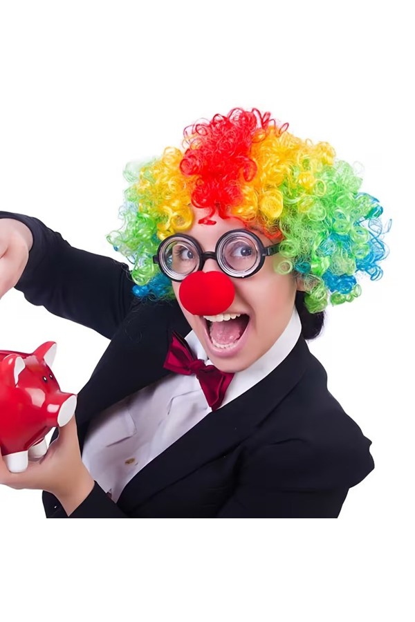 Palyaço Kostüm Aksesuar Seti 3’lü – Peruk Burun Gözlük