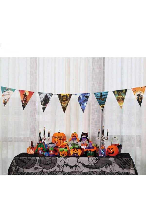 Parti Cadılar Bayramı Halloween Bayrak Banner Süs 8 li 3 Metre