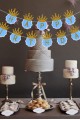 Parti Simli Happy Birthday Flama Dekor 3 Metre Mavi Renk