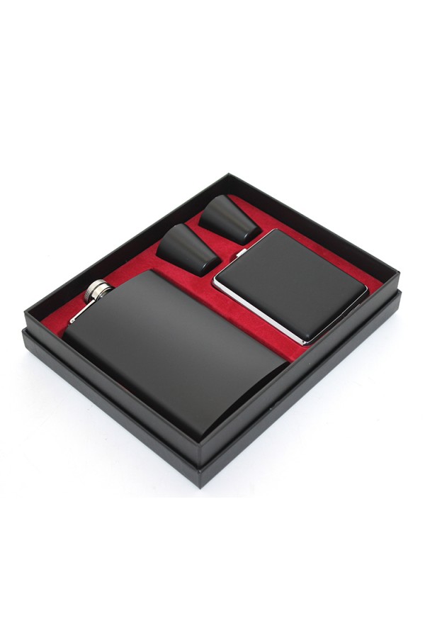 Paslanmaz Çelik 2 Shot Bardak Ve Sigara Tabakalı Matara Seti