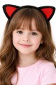 Peluş Kedi Kulak Taç Kırmızı Siyah