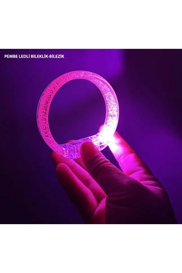 Pembe Led Işıklı Baskı Yapılabilen Pilli Bileklik Bilezik 1,5 cm Genişlik Pembe Led Işıklı Baskı Yapılabilen Pilli Bileklik Bilezik 1,5 cm Genişlik