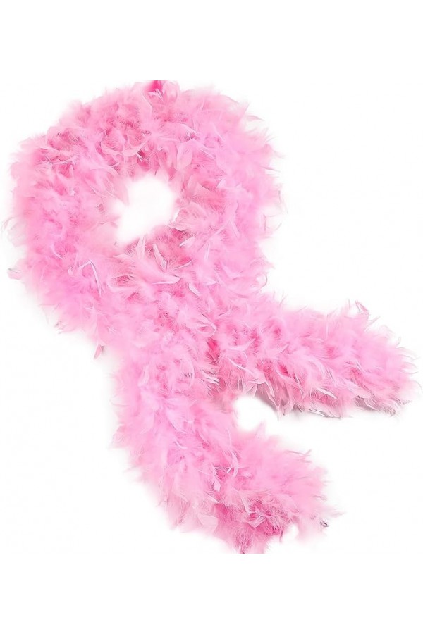 Pembe Renk Kabarık Kalın Otriş Boa Tüy 6 cm Genişlik 180-200 cm Uzunluk