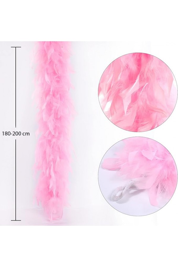 Pembe Renk Kabarık Kalın Otriş Boa Tüy 6 cm Genişlik 180-200 cm Uzunluk