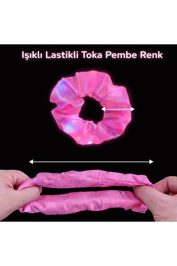 Pembe Renk Led Işıklı Lastikli Saç Tokası