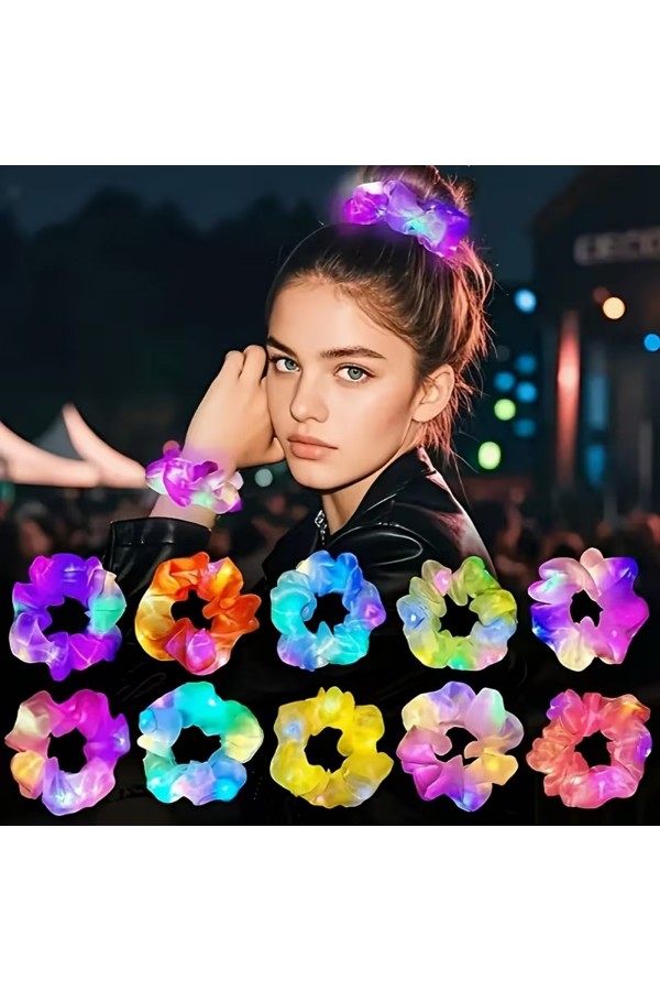 Pembe Renk Led Işıklı Lastikli Saç Tokası