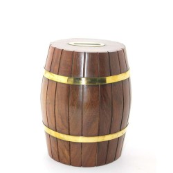 Pirinç Ahşap Fıçı Kumbara 15 Cm Pirinç Ahşap Fıçı Kumbara 15 Cm