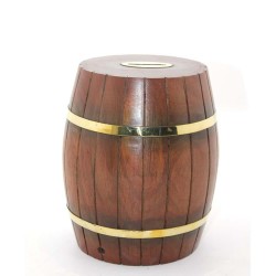 Pirinç Ahşap Fıçı Kumbara 18 Cm Pirinç Ahşap Fıçı Kumbara 18 Cm