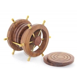 Pirinç Dümenli Ahşap Bardak Altı